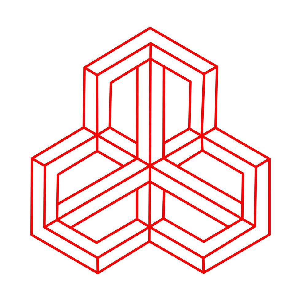 Optical illusion shapes. Logo. Optical art object. Impossible figures. Escher style. Geometry. Line art. vector