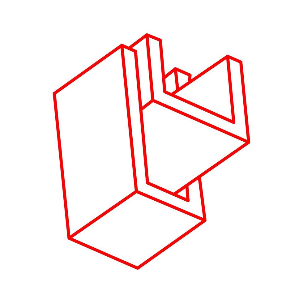 Impossible shapes, optical illusion figure, vector. Escher paradox. Logo. Optical art objects. Geometry. vector