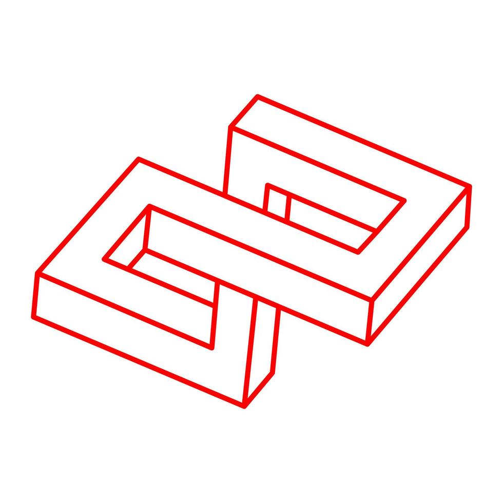 Logo. Impossible shape, optical illusion, vector. Optical art object. Geometric figure. Line art. vector