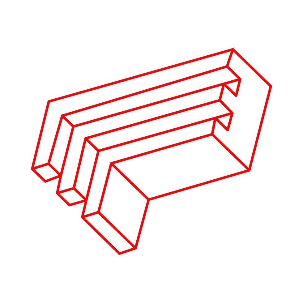 Impossible shapes. Sacred geometry figure. Optical illusion. Abstract eternal geometric objects. Impossible endless outline. Logo. Impossible geometry object on a white background. Optical art. vector