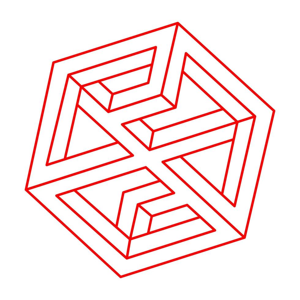 Impossible optical illusion shapes. Logo. Optical art objects. Impossible figures. Line art. Unreal geometric object. vector