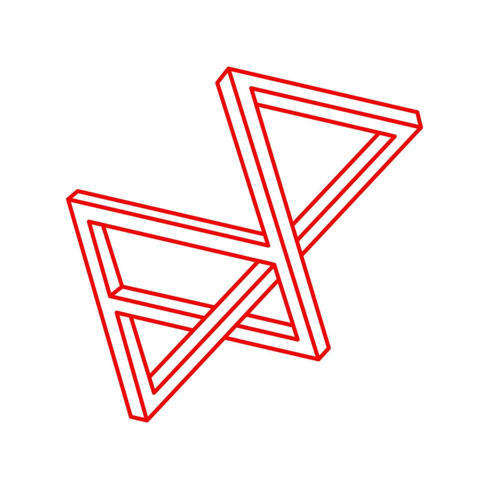 Impossible optical illusion shape. Logo. Optical art object. Impossible figure. Line art. Unreal geometric object. vector