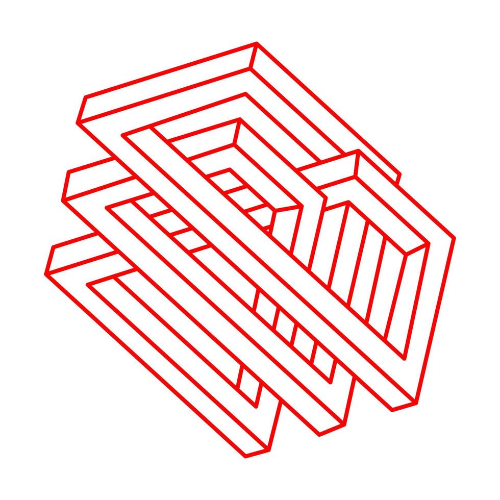 Optical illusion shapes. Logo. Optical art objects. Impossible figures. Escher style. Geometry. vector