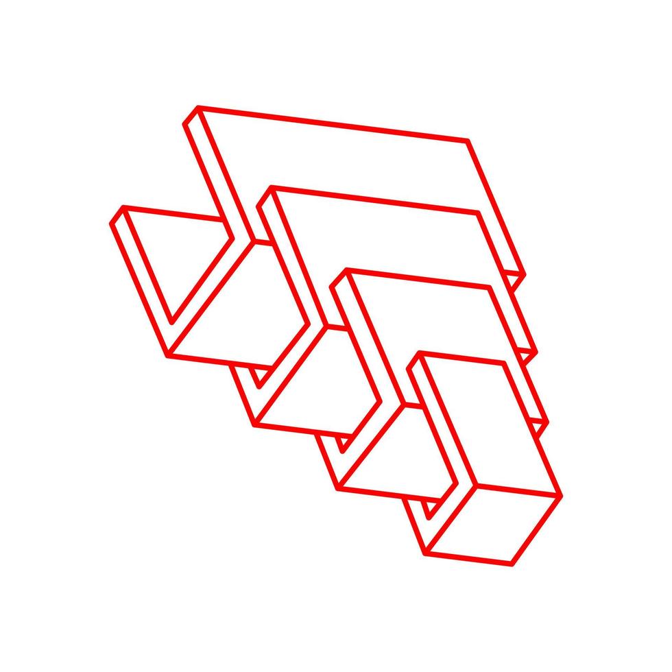 logo. formas de ilusión óptica imposibles. objeto de arte óptico. figura imposible. geometría. vector