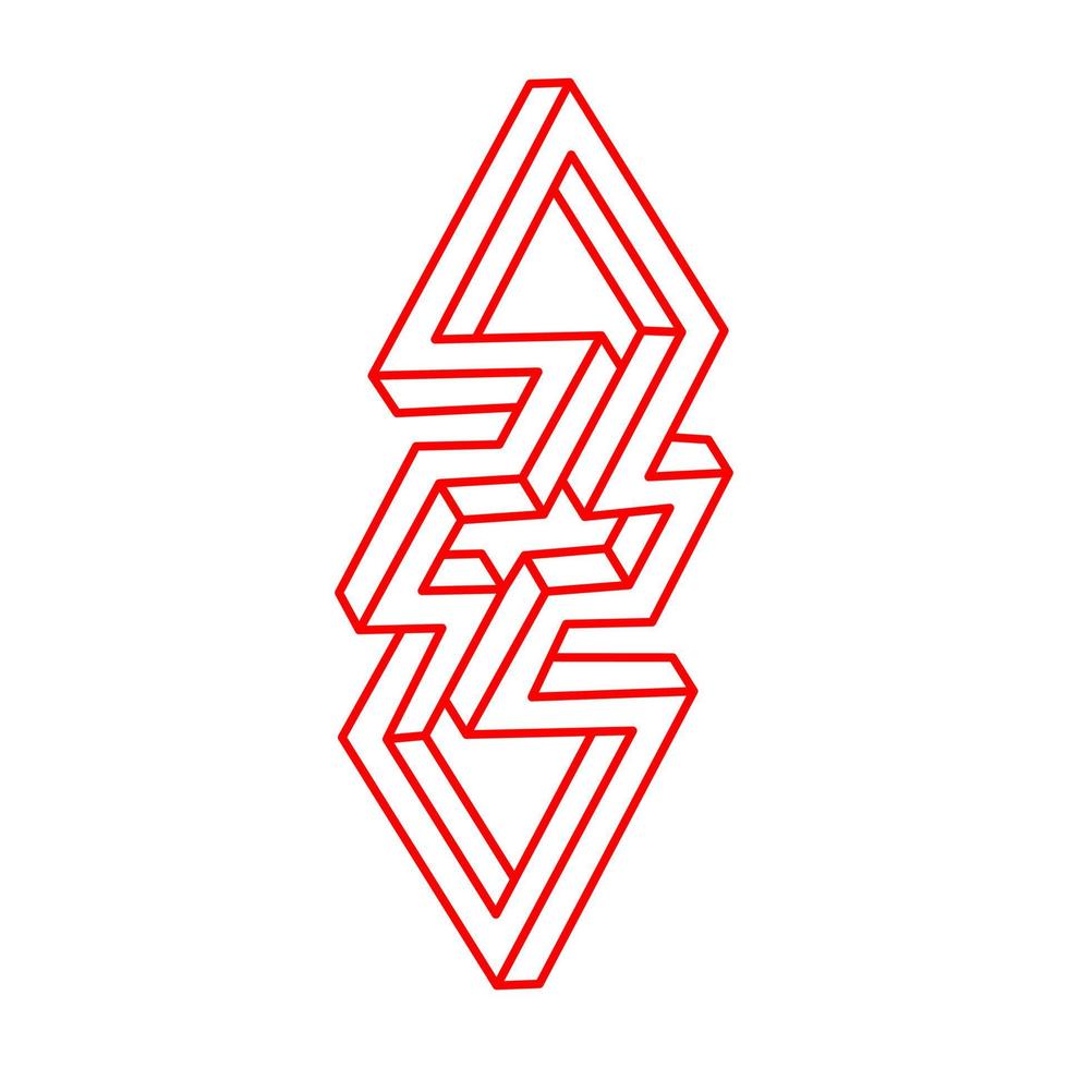 Impossible objects. Optical illusion shapes. 3d illustration. Geometric figure. vector