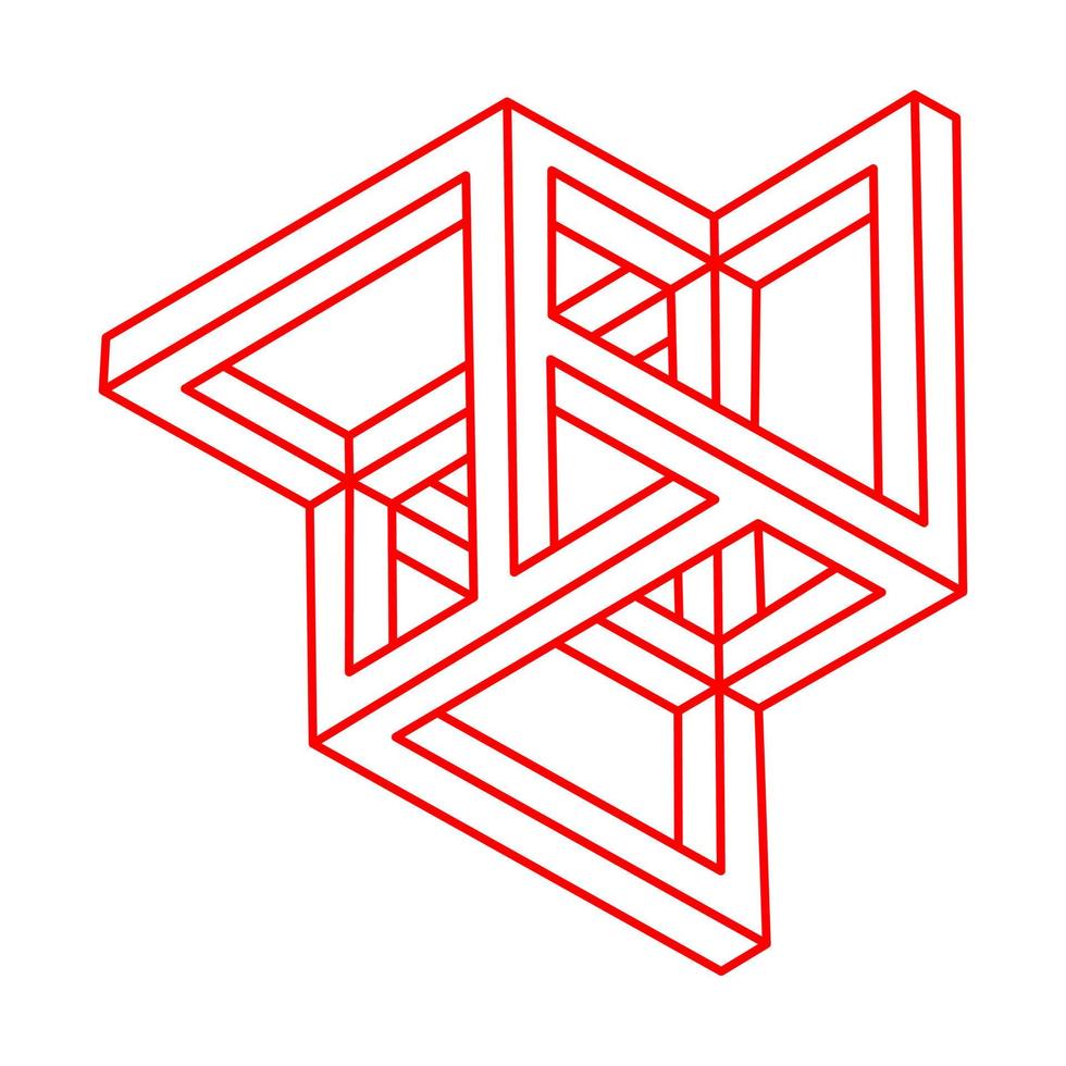 Impossible optical illusion shapes. Logo. Optical art object. Impossible figure. Line art. Unreal geometric objects. vector