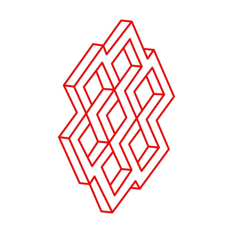 Impossible shapes. Logo. Line design. Isolated on a white background. Vector illustration. Optical illusion objects. Optical art. Geometric figures. Line art.