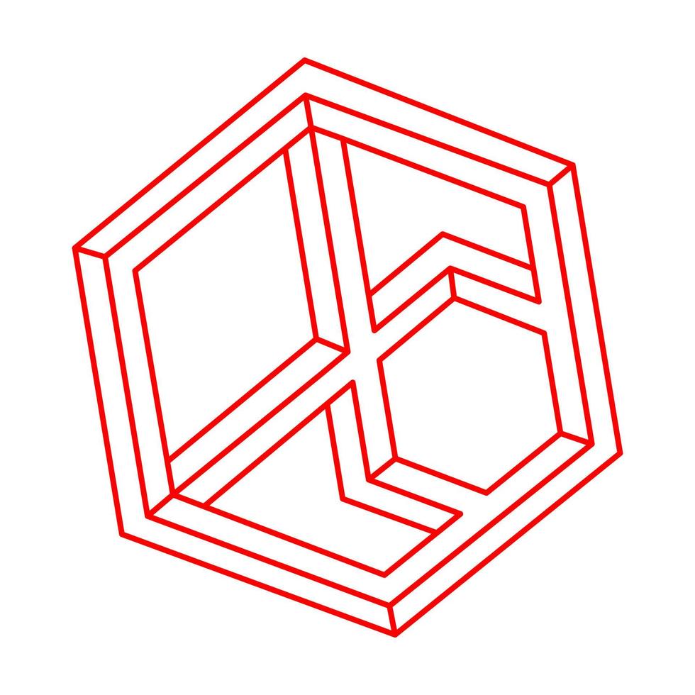 Optical illusion. Logo. Impossible shapes vector. Optical art object. Geometric figures. vector