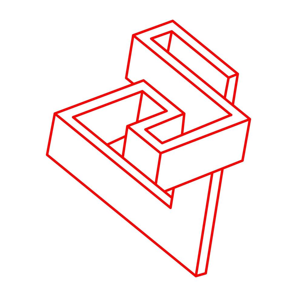 Impossible optical illusion shapes. Optical art objects. Impossible figures. Line art. Logo. vector