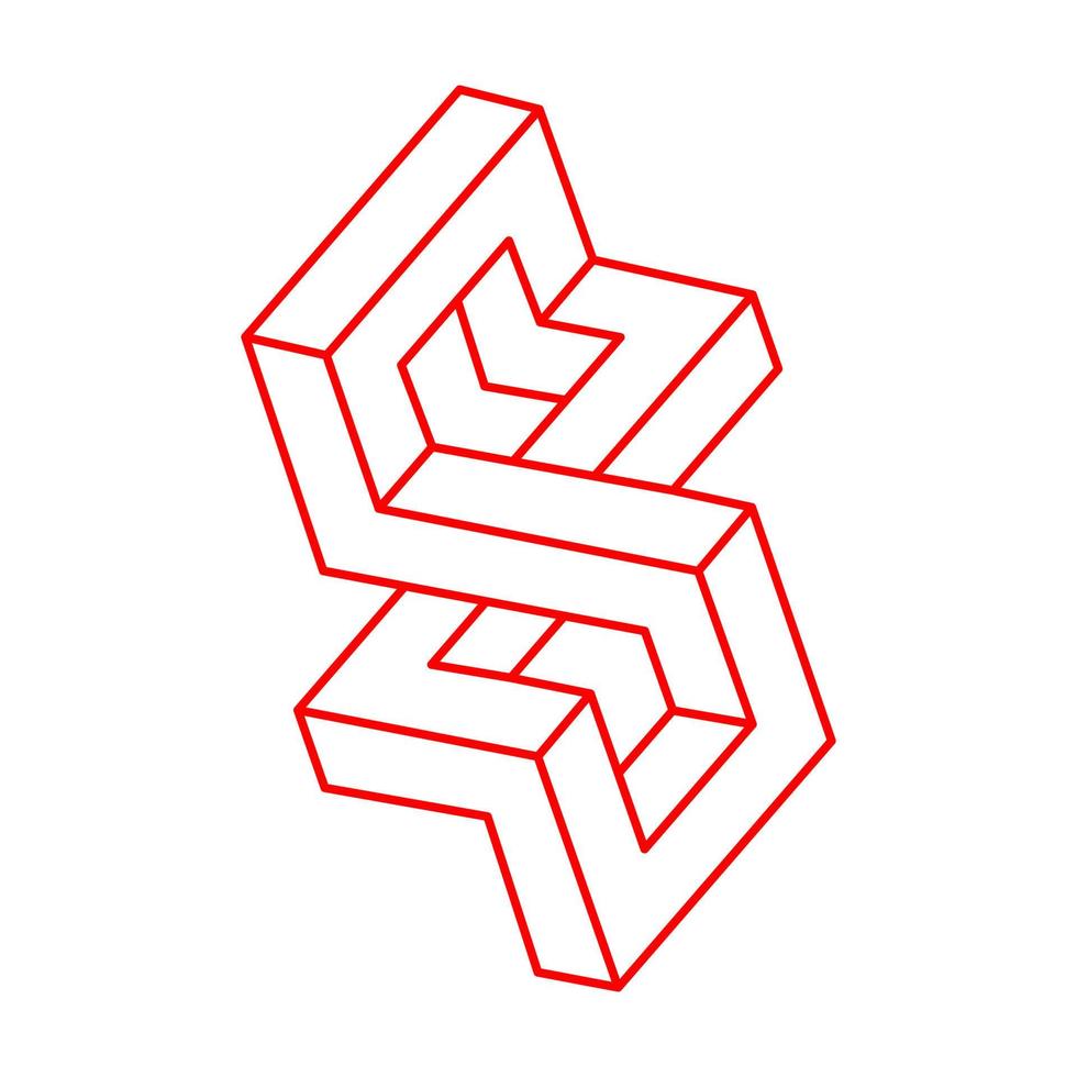 ilusión óptica. logo. vector de formas imposibles. objetos de arte óptico. figuras geometricas.