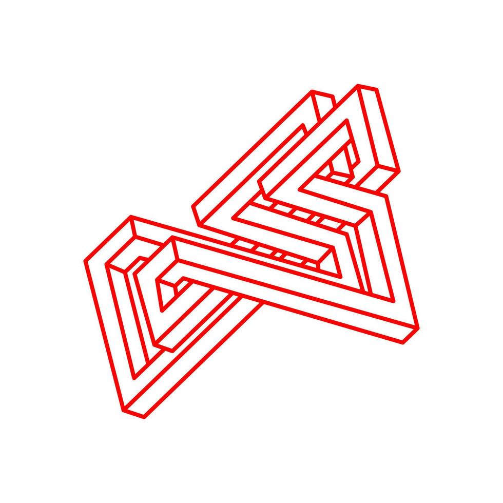 Impossible objects. Optical illusion shape. 3d illustration. Logo. Geometric figure. vector