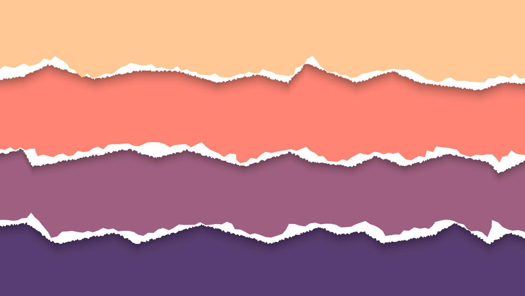 Set Of Abstract Colorful Horizontal Paper Ripped Design Template vector