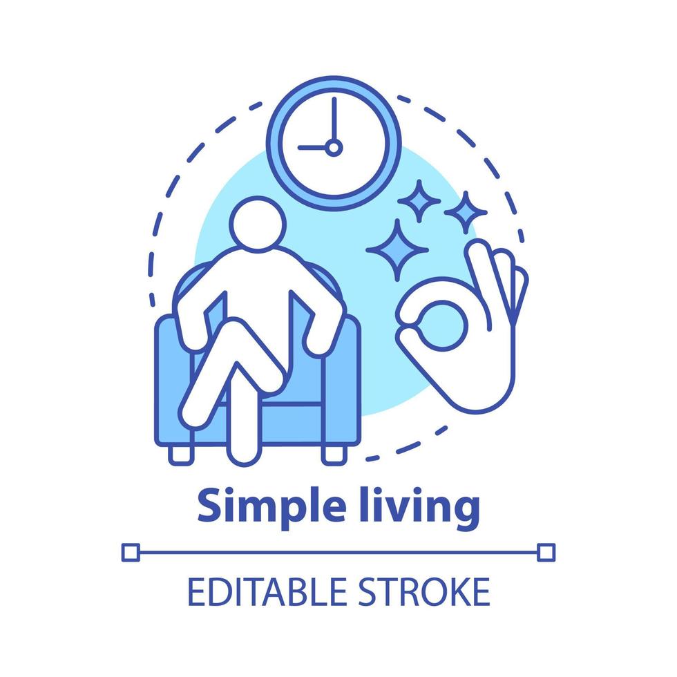 Simple living concept icon. Reducing personal possessions idea thin line illustration. Increasing self-sufficiency, minimalism. Simplify lifestyle. Vector isolated outline drawing. Editable stroke