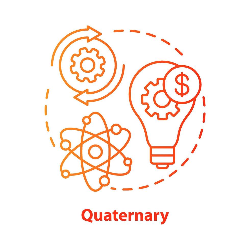 Quaternary red concept icon. Knowledge sector idea thin line illustration. Information-based service. Research and development. Economy sector. Vector isolated outline drawing. Editable stroke