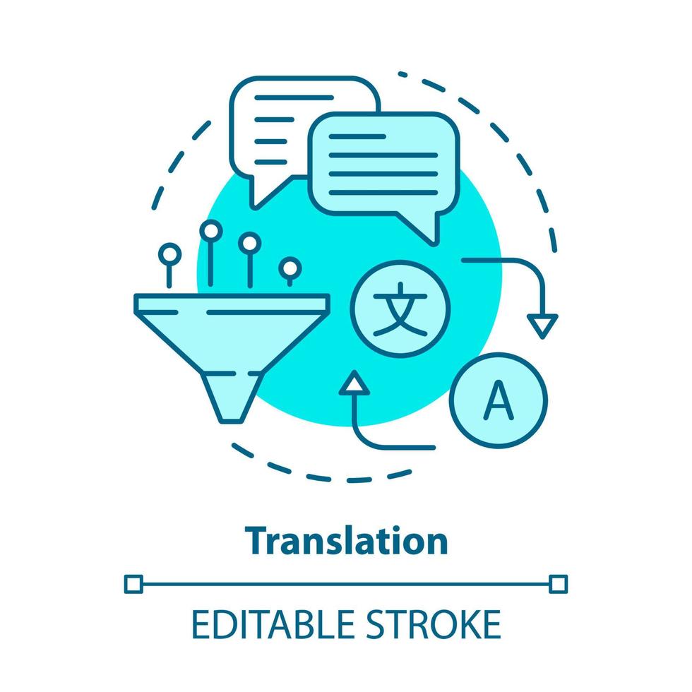 Translation blue concept icon. Online translator idea thin line illustration. Foreign language learning. Multilingual translation and interpretation. Vector isolated outline drawing. Editable stroke