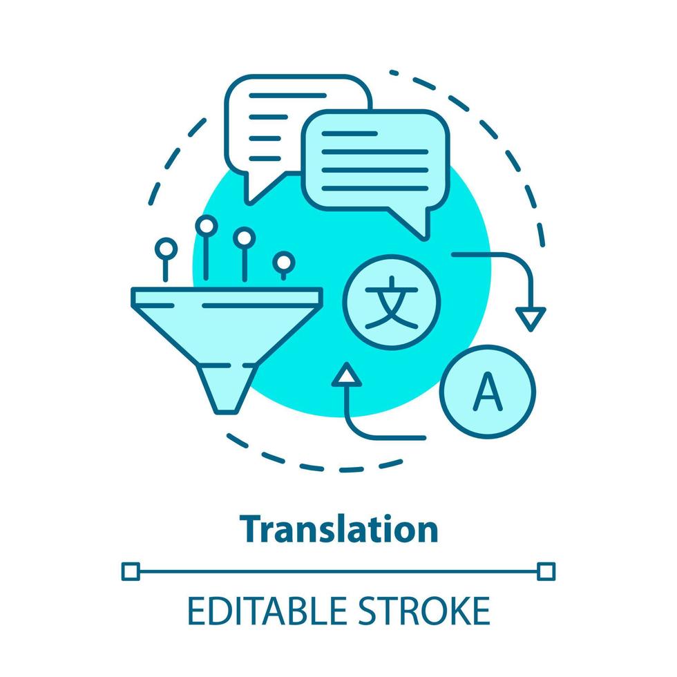 Translation blue concept icon. Online translator idea thin line illustration. Foreign language learning. Multilingual translation and interpretation. Vector isolated outline drawing. Editable stroke