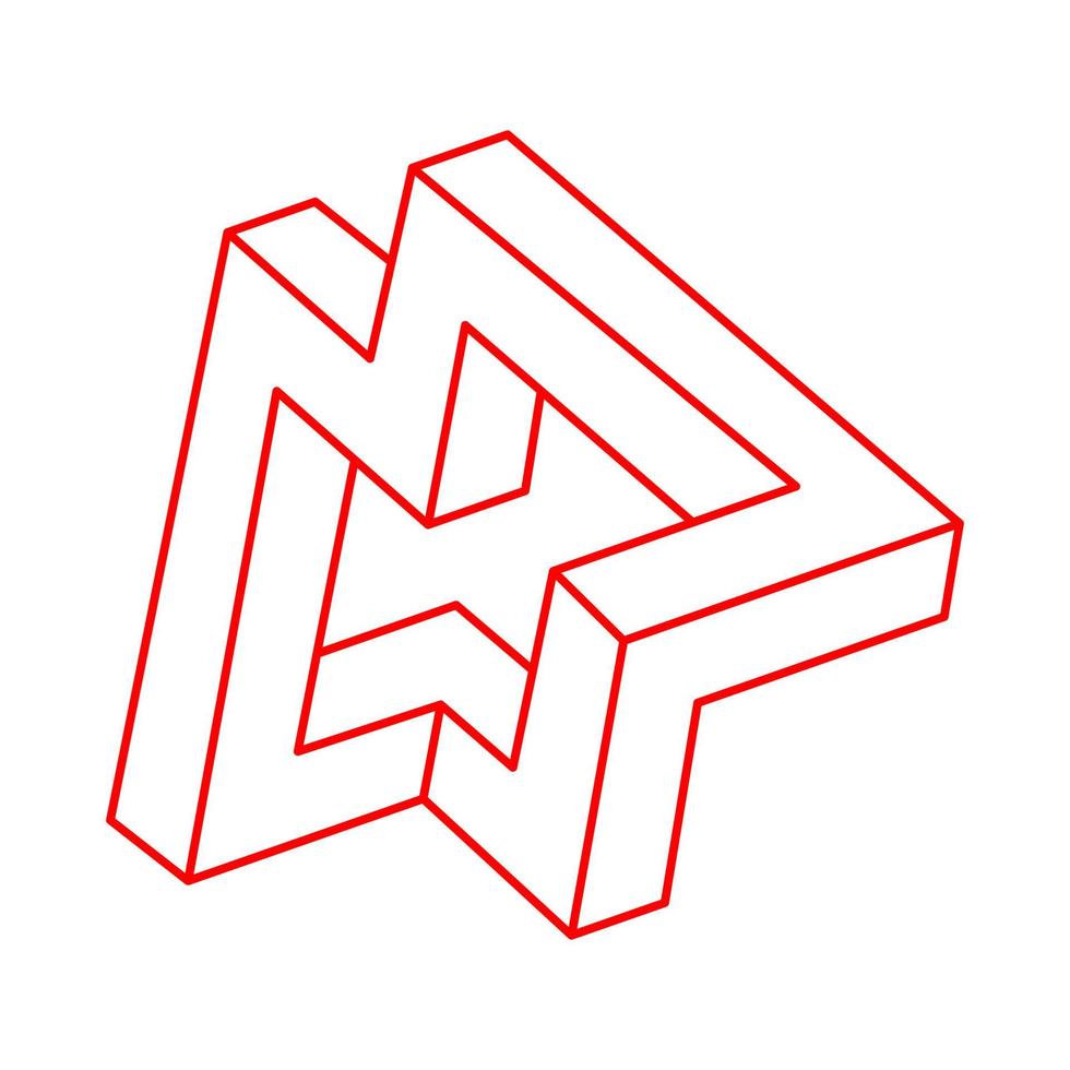 Impossible objects. Logo. Line geometric shapes. Optical illusion figures. Geometry. vector