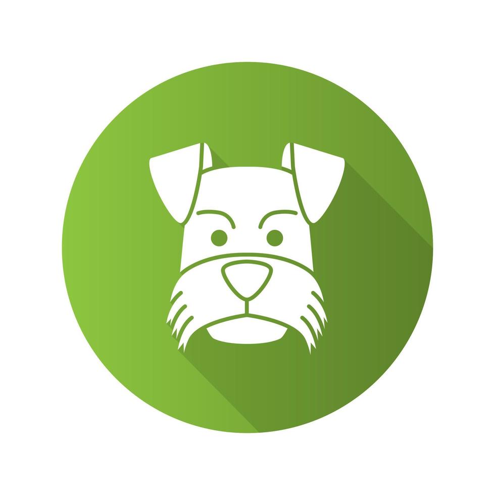 Miniature Schnauzer flat design long shadow glyph icon. Zwergschnauzer. Vector silhouette illustration