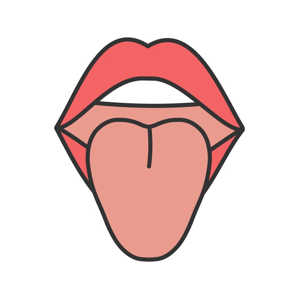 Open female mouth color icon. Tongue. Oral cavity. Isolated vector illustration