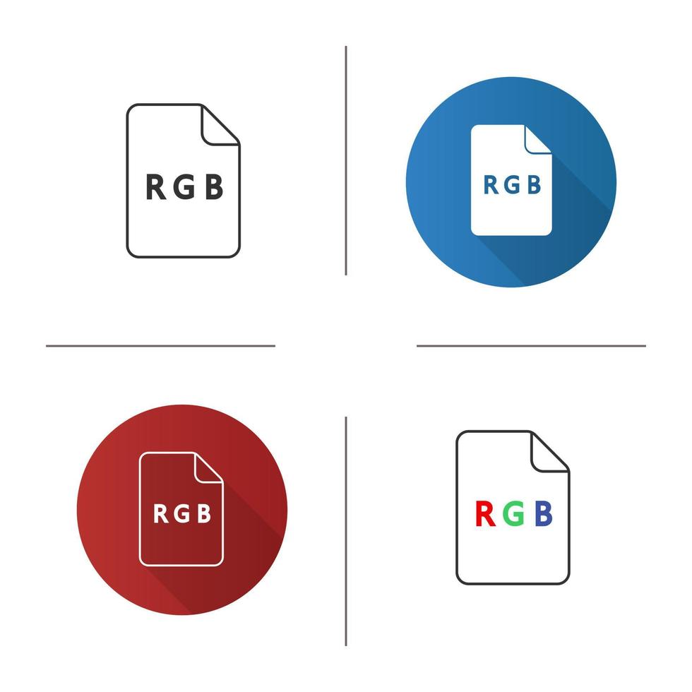 RGB model icon. Flat design, linear and color styles. Red, green, blue color scheme. Isolated vector illustrations