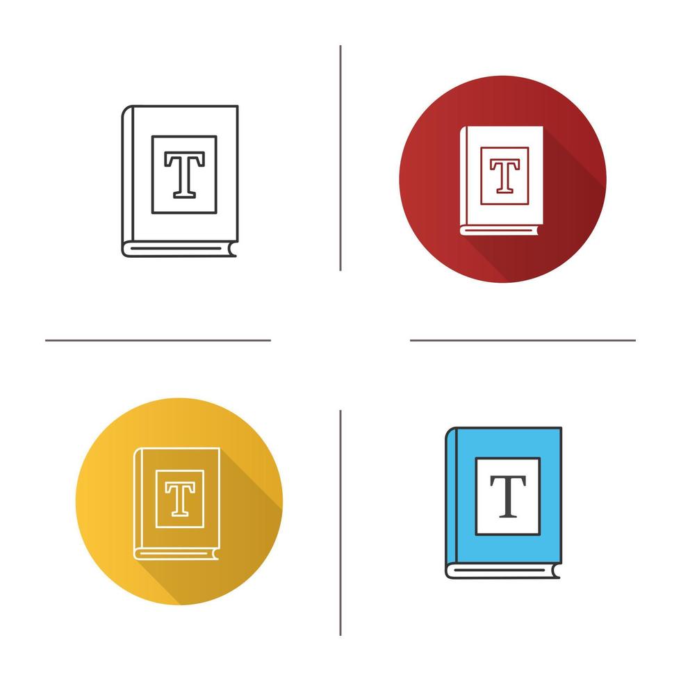 Book cover printing con. Flat design, linear and color styles. Book font. Isolated vector illustrations