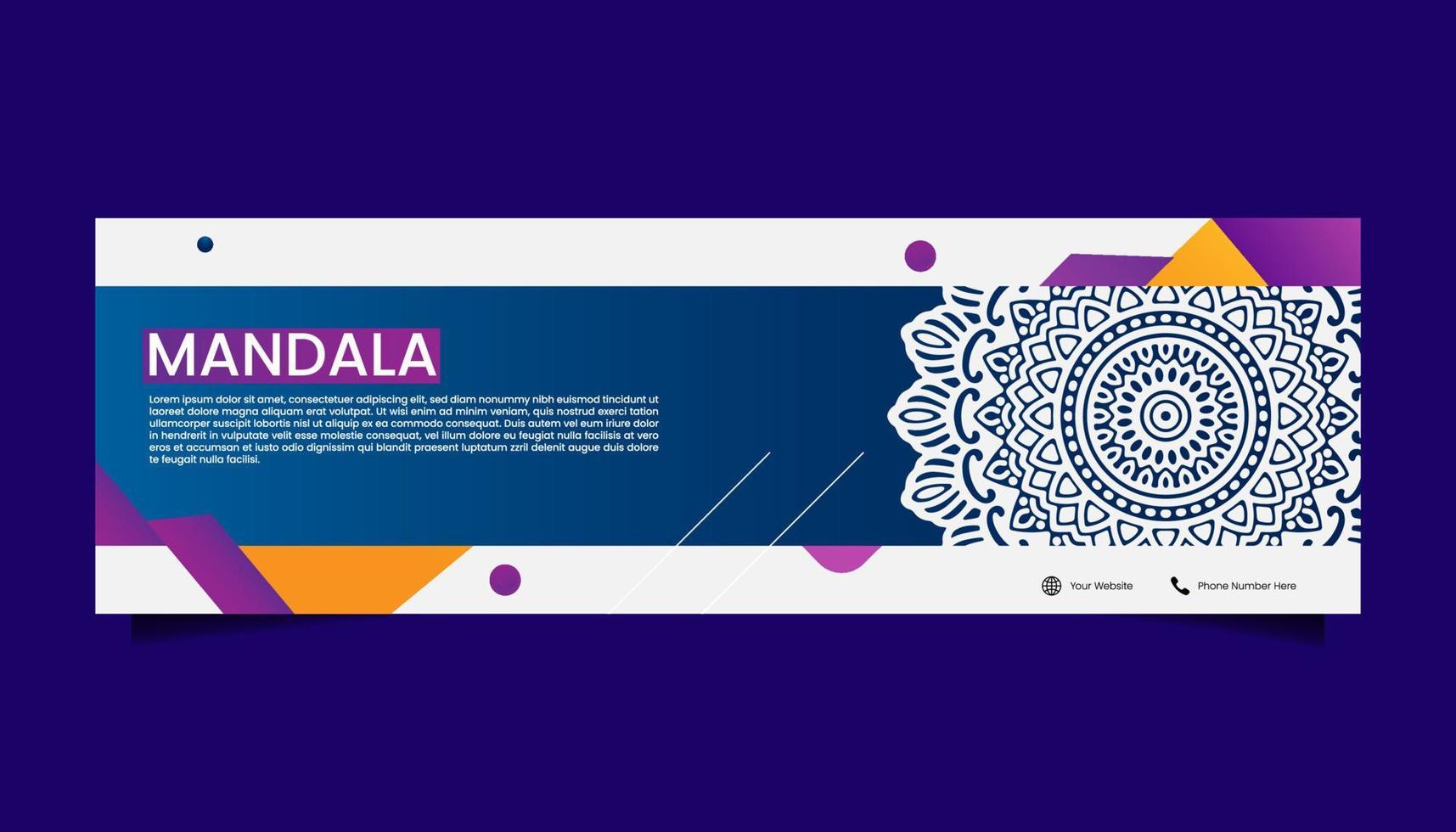 fondo adornado de mandala para negocios de banner web vector