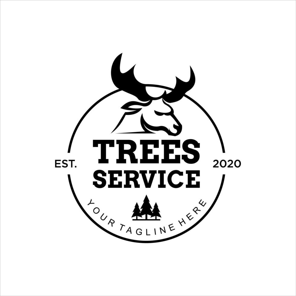 Buck Head and Pine Trees Vector Seal Badge