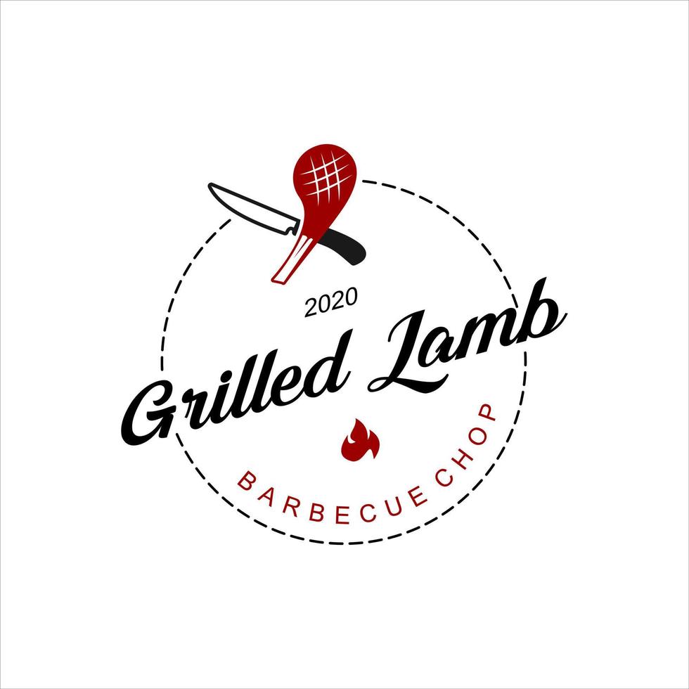 Food Industry logo lamb grill and barbecue badge vector