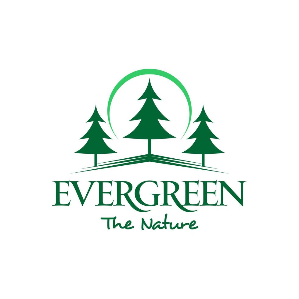 Nature logo with pine tree simple green forest vector