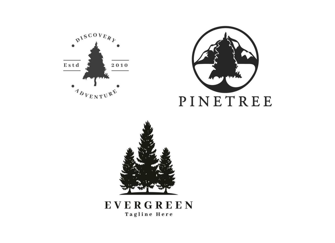 Pinetree logo designs template vector