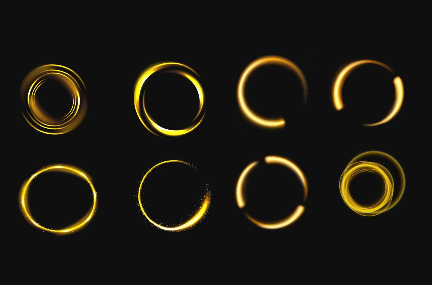 Glow gold infinity symbol or circles with sparkles vector