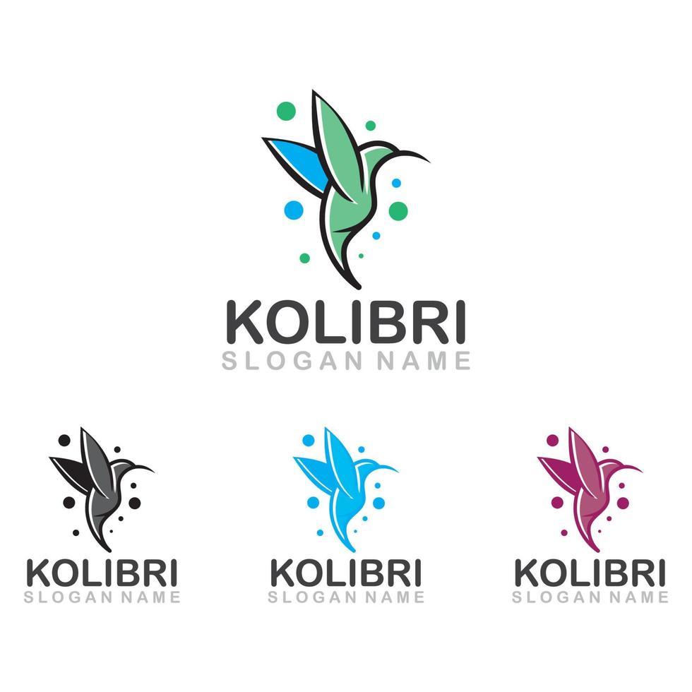 Abstract colorful hummingbird colibri bird logo line outline monoline vector