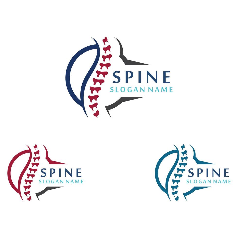 concepto de diseño de logotipo de cuidado quiropráctico de columna vertebral, plantilla de logotipo de columna vertebral vector