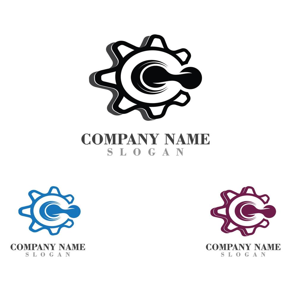 Gear with Circuit vector template logo simple for business technology design