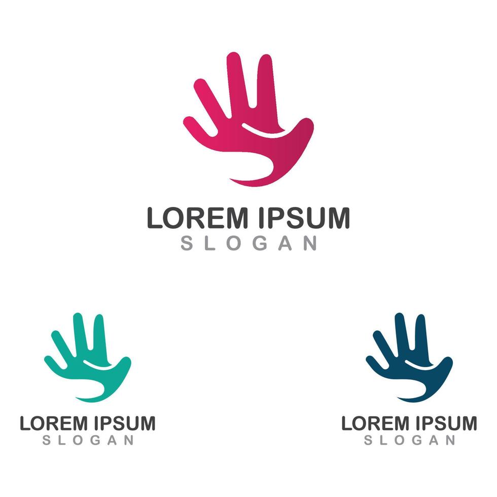 Hand logo simple vector design template, colorful hand vector
