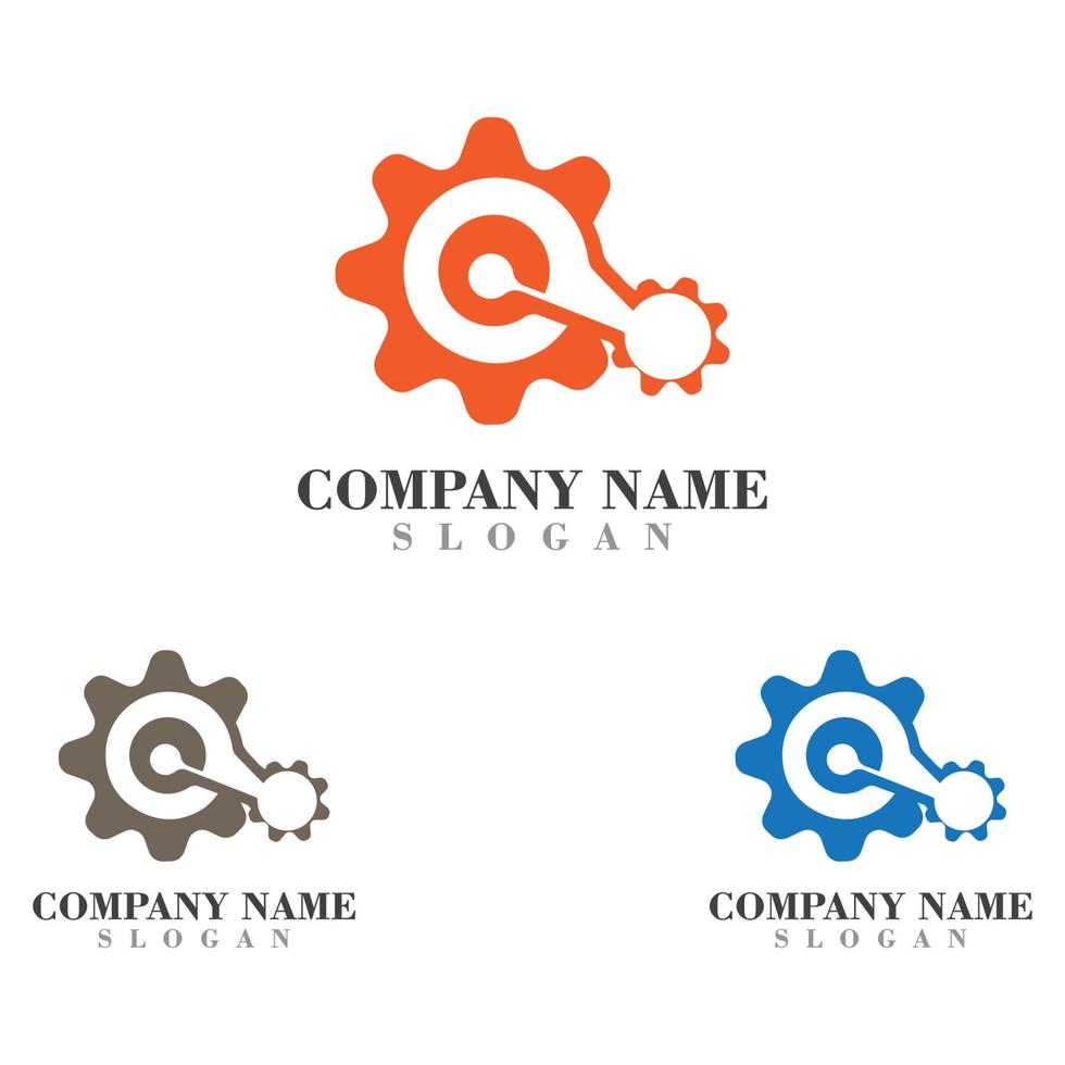 Gear with Circuit vector template logo simple for business technology design