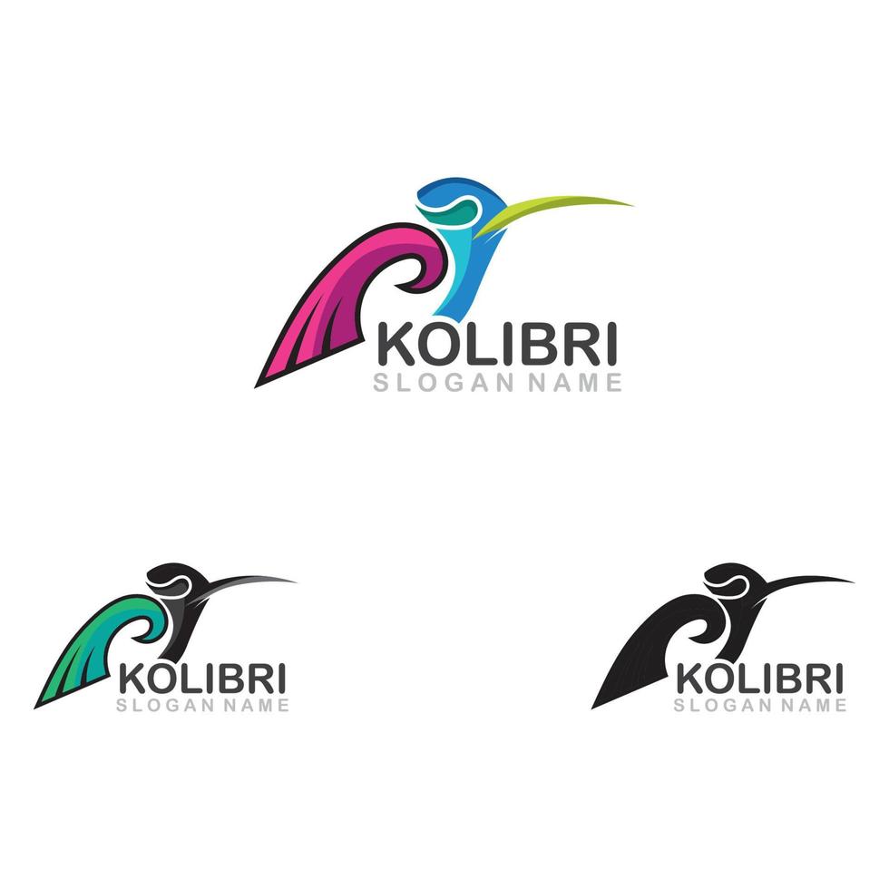 resumen colorido colibrí colibri pájaro logo línea contorno monoline vector