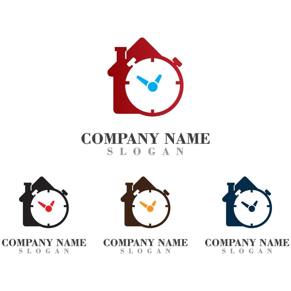 Home with Time logo inspiration design icon template vector