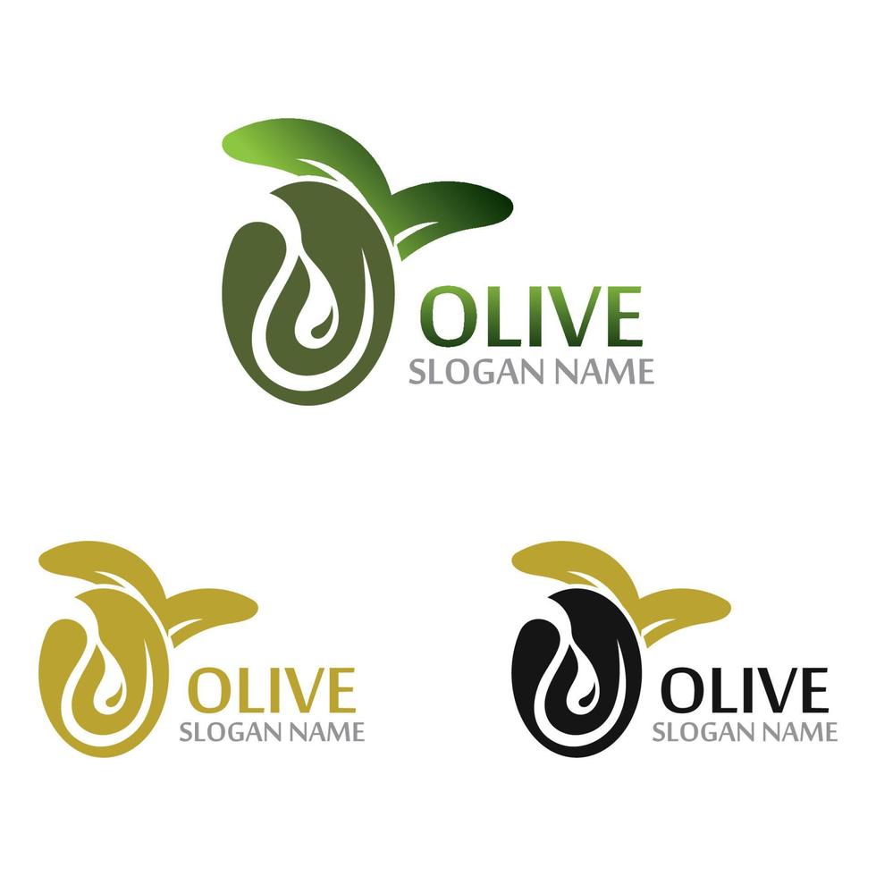 aceite de oliva logo plantilla icono diseño salud fruta vegetal vector