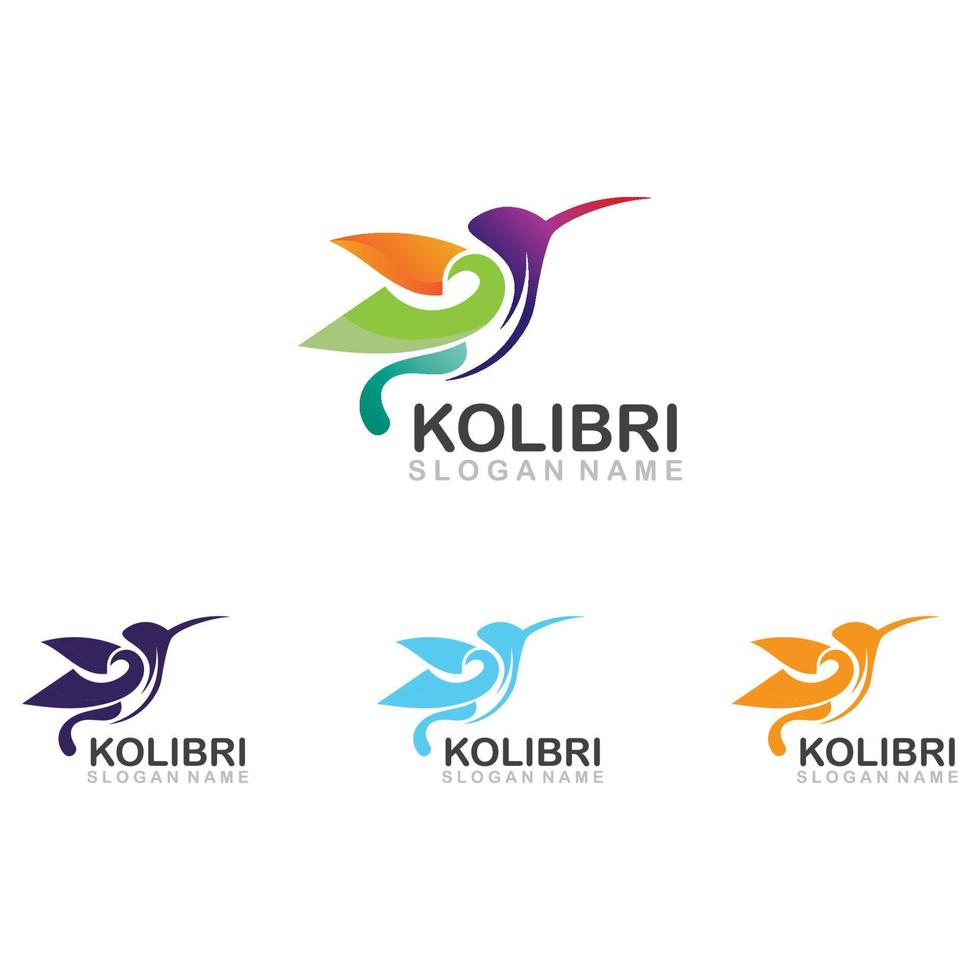 Abstract colorful hummingbird colibri bird logo line outline monoline vector