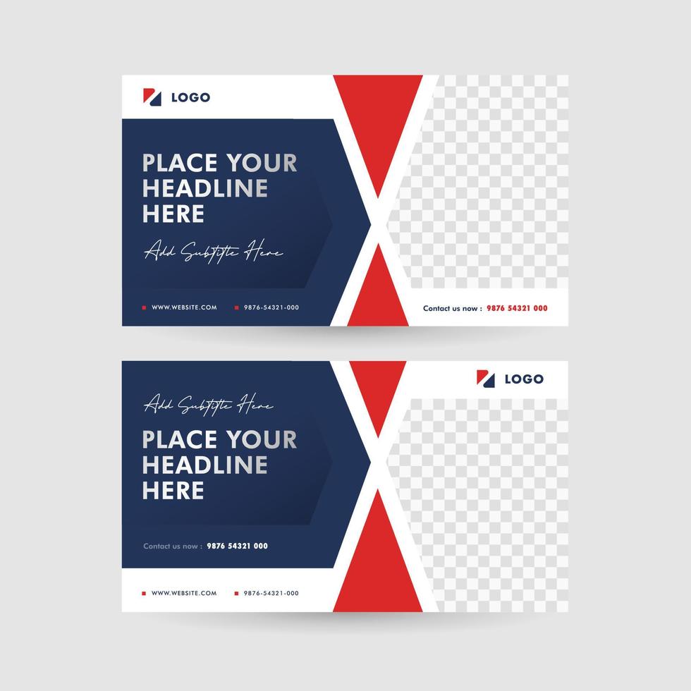 Blue navy color with red accent banner template, triangles and cross lines element make the banner feels Strong, Solid and Modern. vector