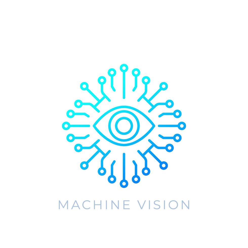 Machine vision, AI concept, vector line icon