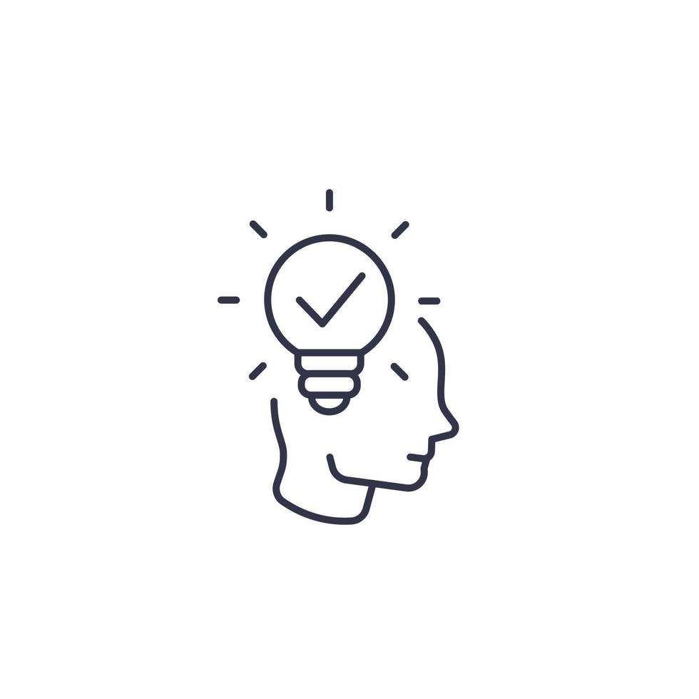 idea, perspicacia, icono de línea de pensamiento creativo vector