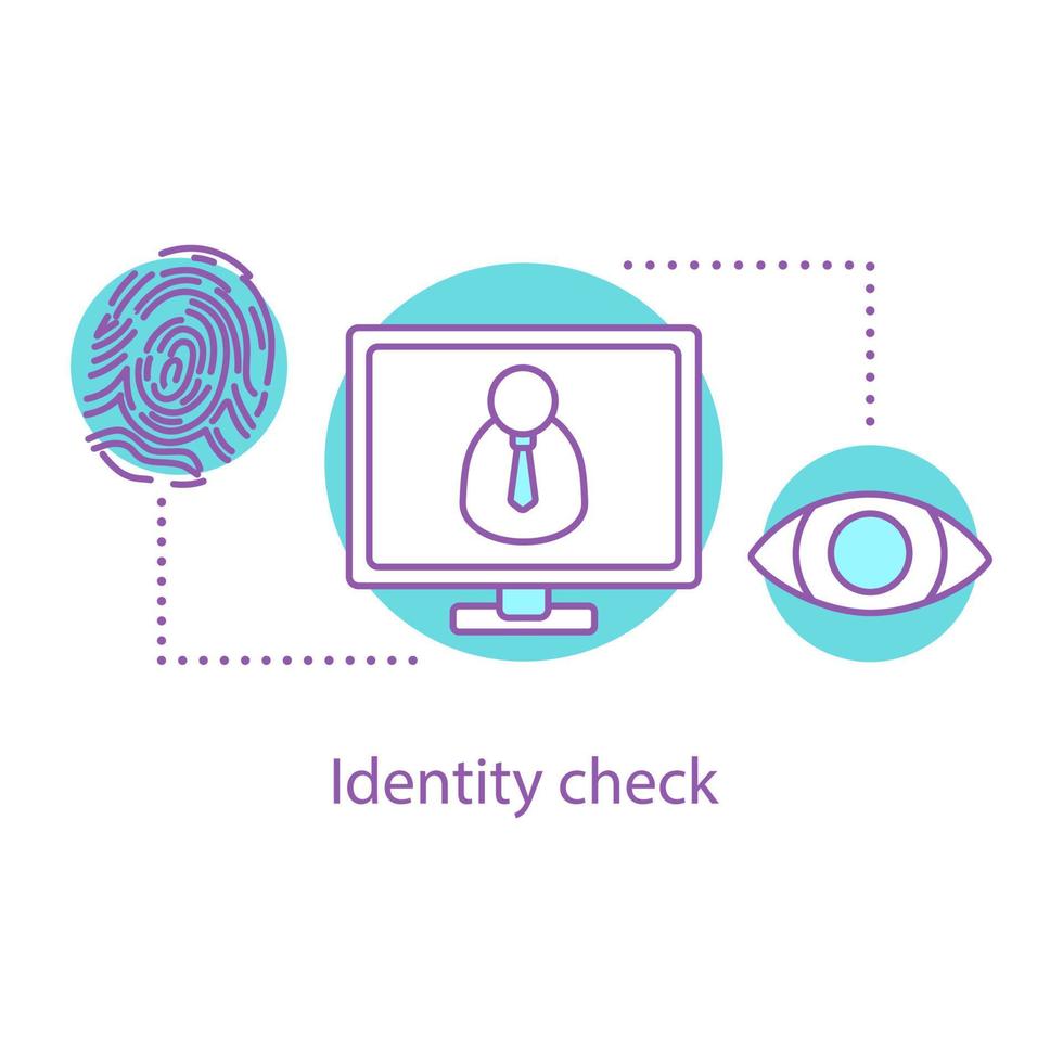 Identity check concept icon. Airport security control. Fingerprint, retina identification idea thin line illustration. Biometric authorization. Vector isolated outline drawing