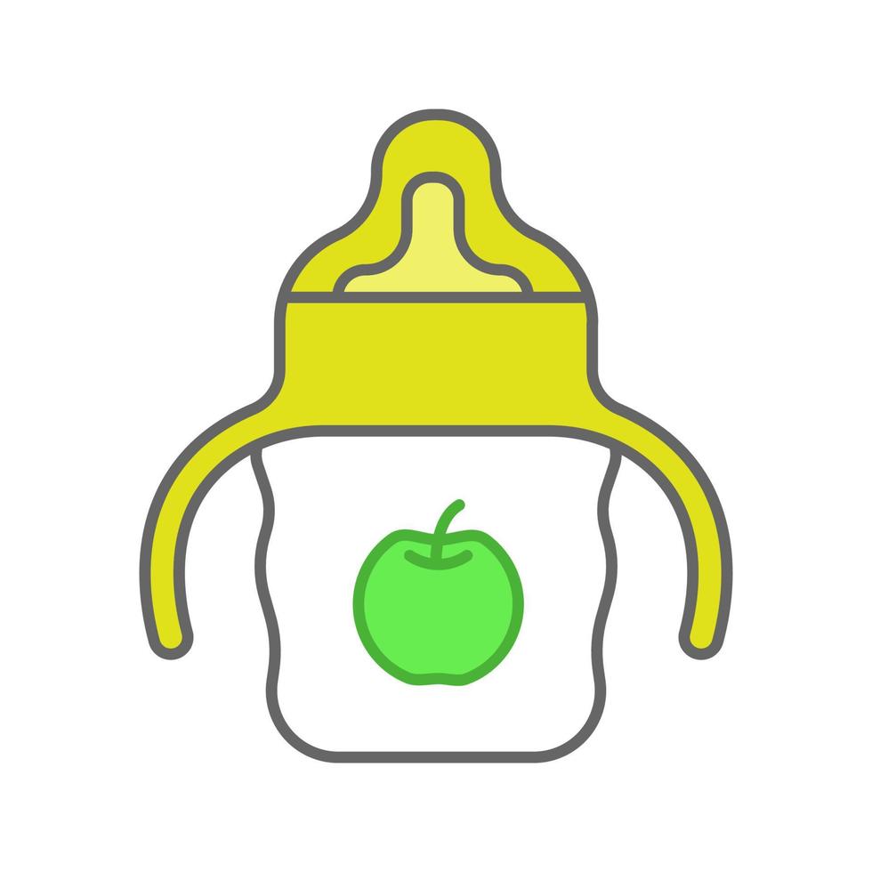 Baby sippy cup color icon. Child feeding bottle. Isolated vector illustratio