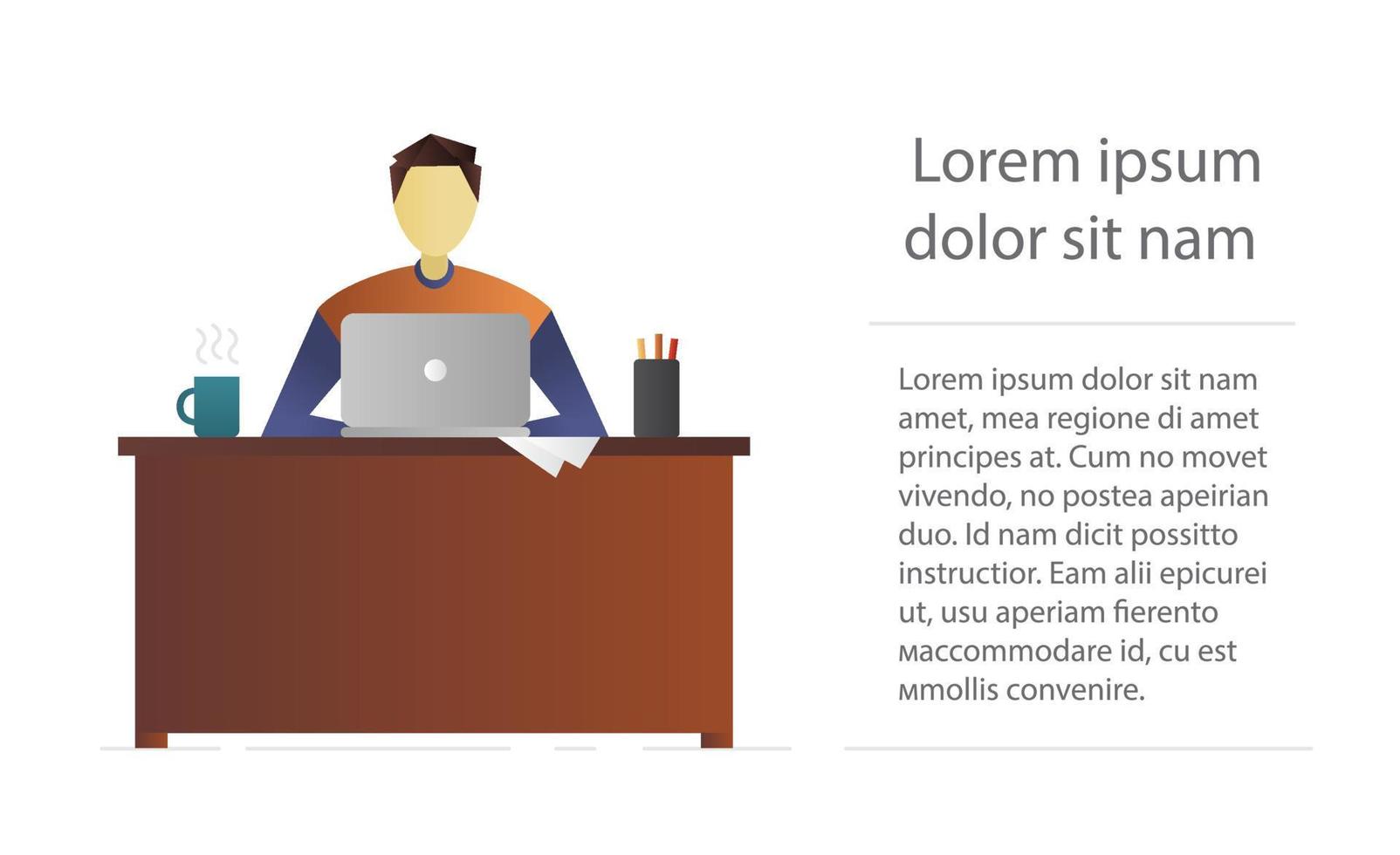 Programmer flat character design. IT technologist. Freelancer. Vector isolated illustration