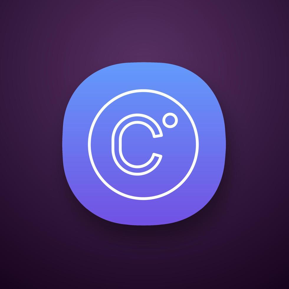 Celsius degrees temperature app icon. UI UX user interface. Centigrade scale. Celsius. Web or mobile application. Vector isolated illustration