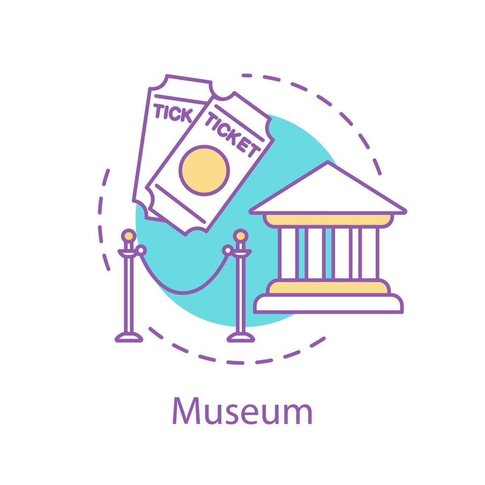 Museum concept icon. Theater tickets idea thin line illustration. Entertainment. University. Vector isolated outline drawing