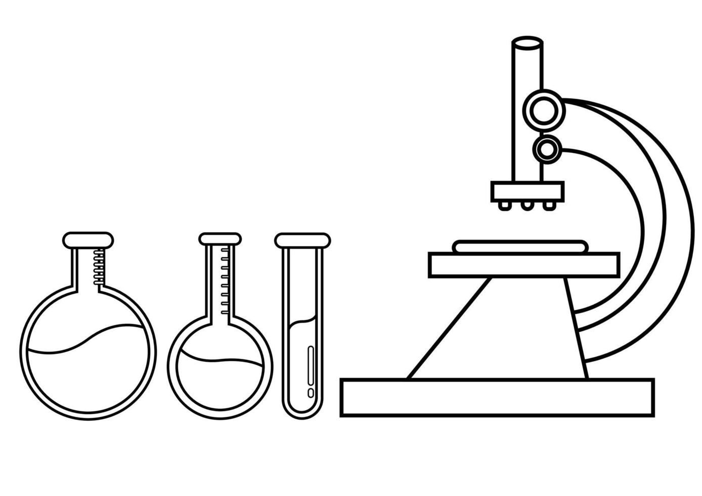 outline of a microscope and test tube vector