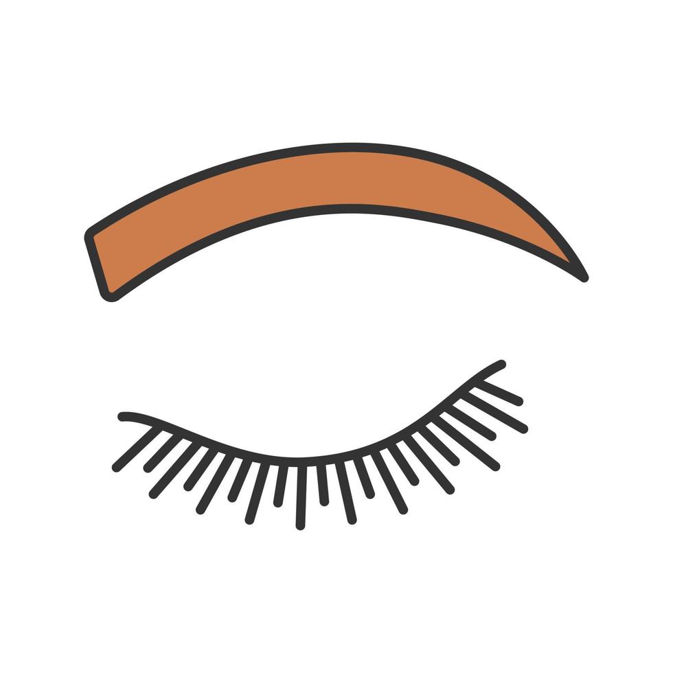 icono de color de forma de ceja redondeada. cejas arqueadas. cejas moldeadas por tatuaje. ojo de mujer cerrado. ilustración vectorial aislada vector